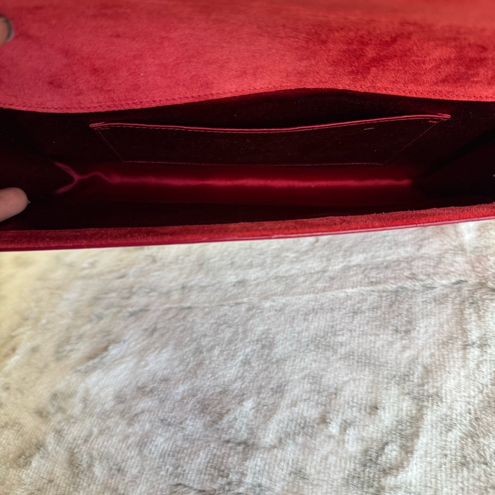 Yves Saint Laurent YSL Belle De Jour Red Patent Leather Clutch P0329 - Picture 10 of 11